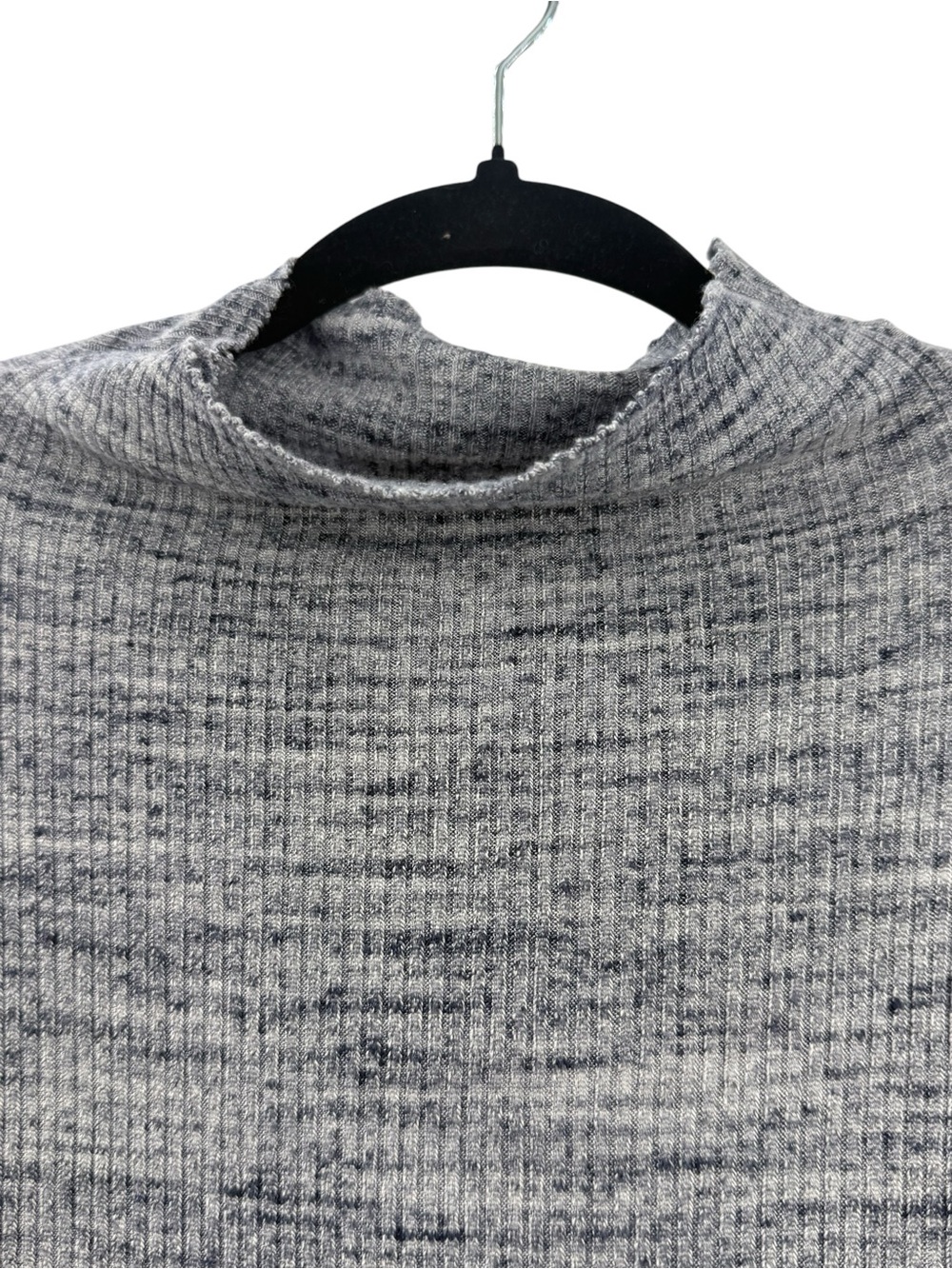 Nation LTD Gray Ribbed Mock Neck Long Sleeve Top Raw Hem Size S - Picture 4 of 10